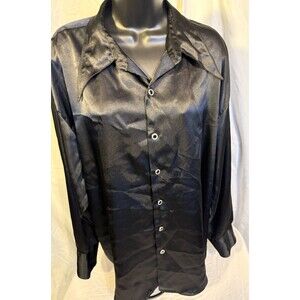 Vintage Silky Black Tunic Top Dark Academia Goth Women's XL Statement Sleeves